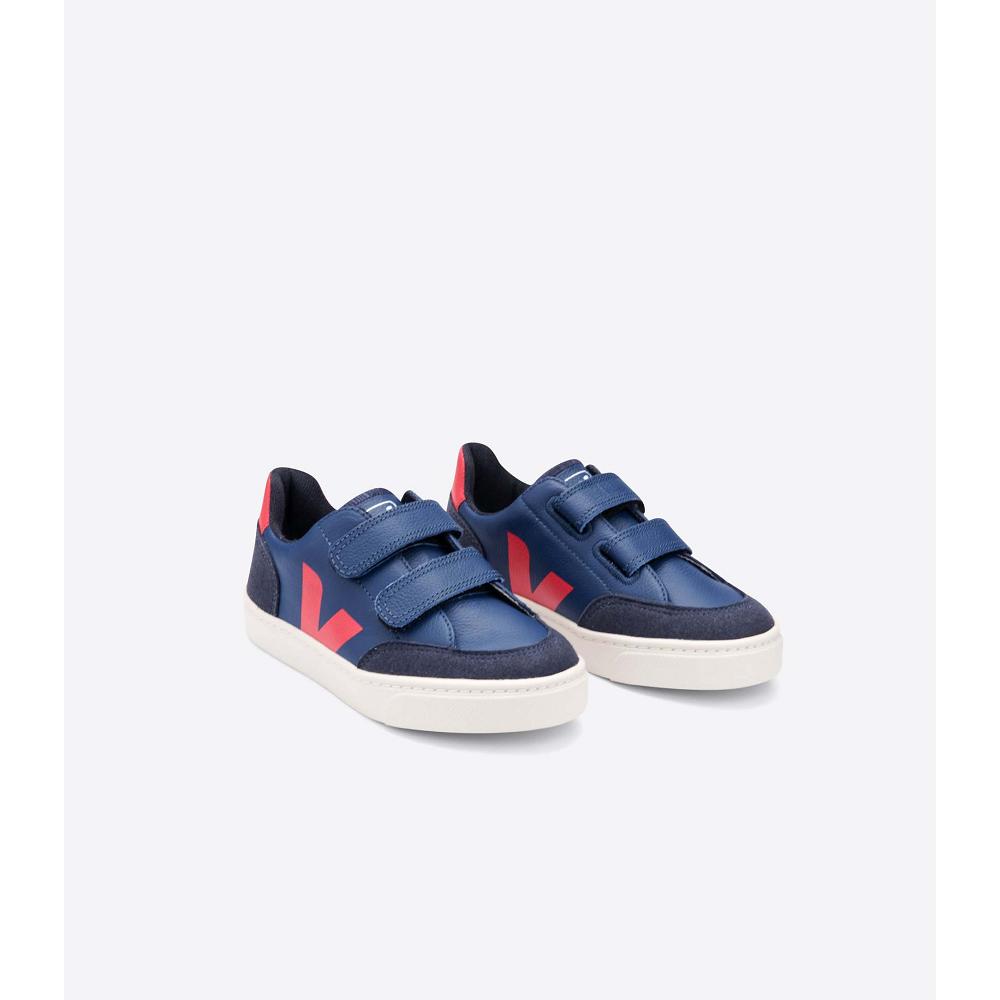 Navy Kids' Veja V-12 LEATHER Sneakers | AU 874VRW